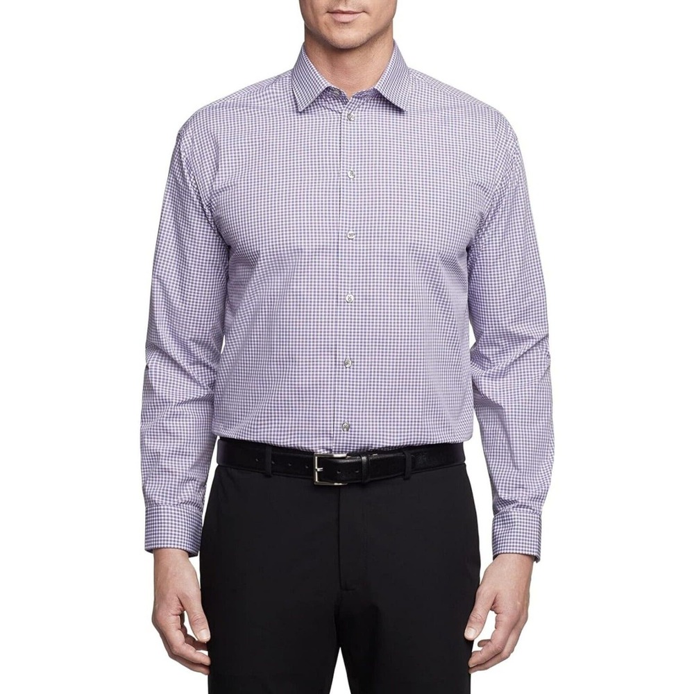 Button Down Mens Blue, Purple Button Down Shirt Medium Slim 32/33 Linen, Cotton